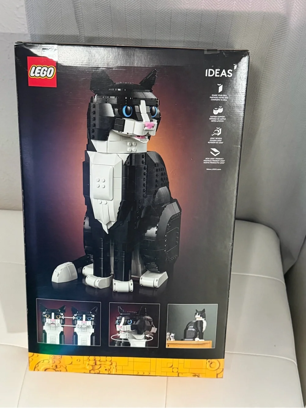 Lego Tuxedo Cat Model Kit - Black, White, Pink, Yellow